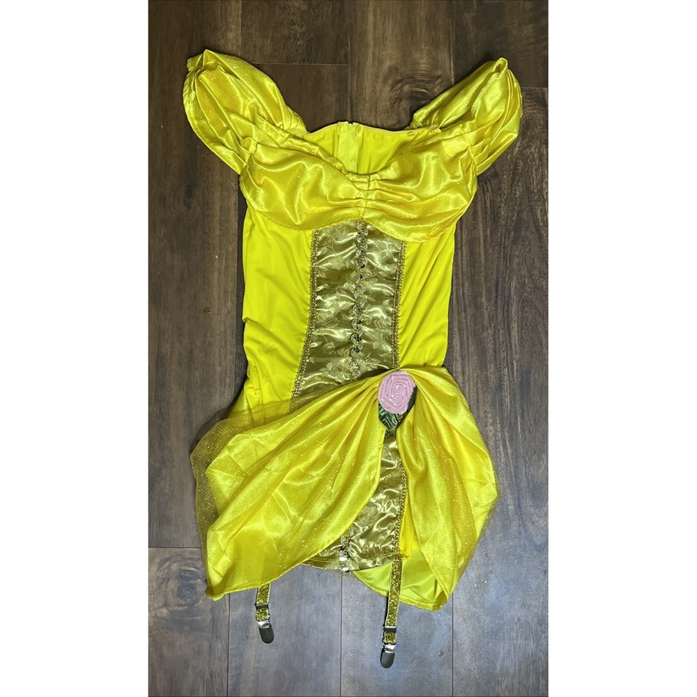 Belle The Label Sexy Dress Garter Belt Beauty & Beast Womens M Yellow